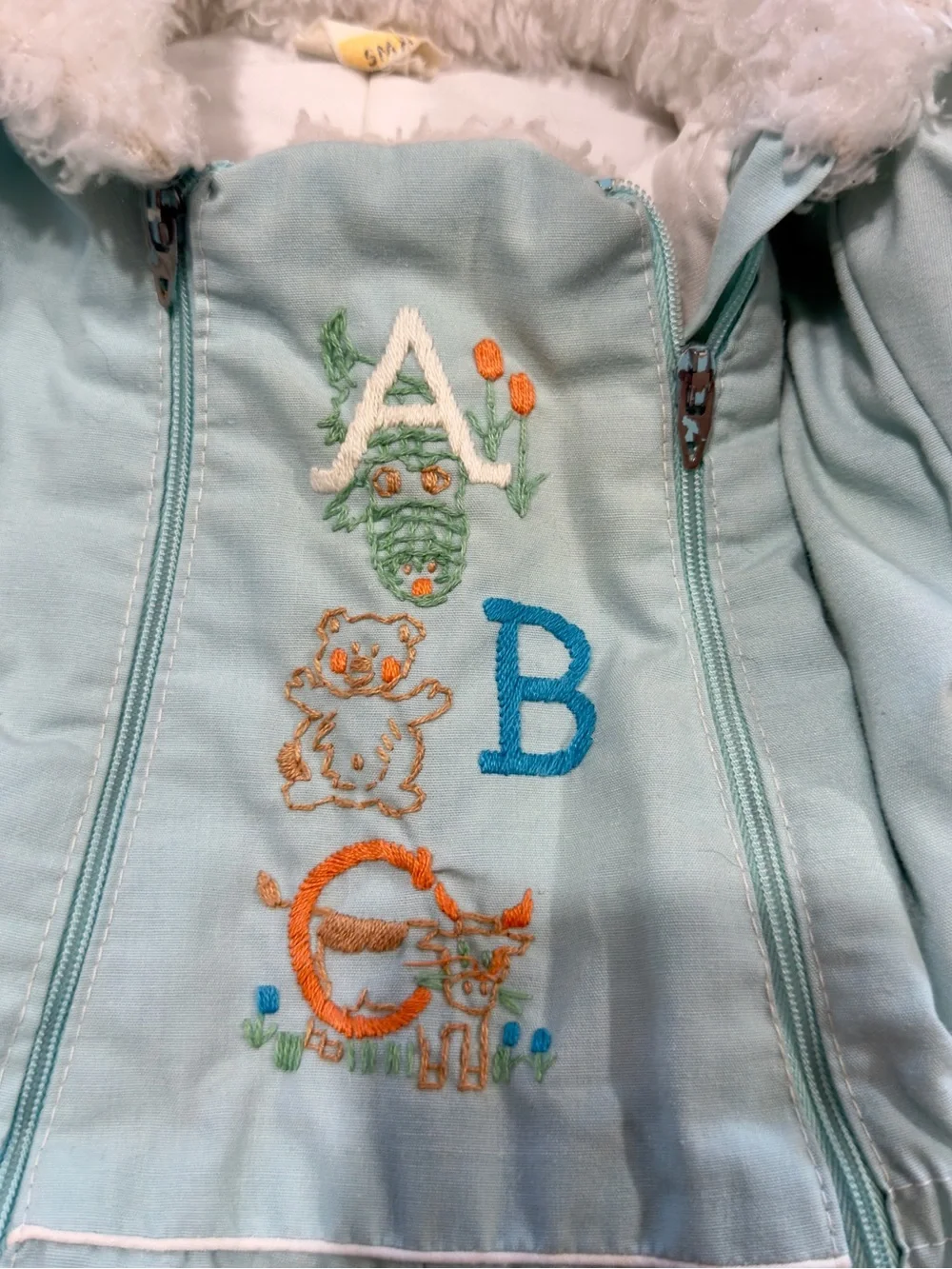 Vintage Carter's Light Blue Plush-Lined Baby Snowsuit